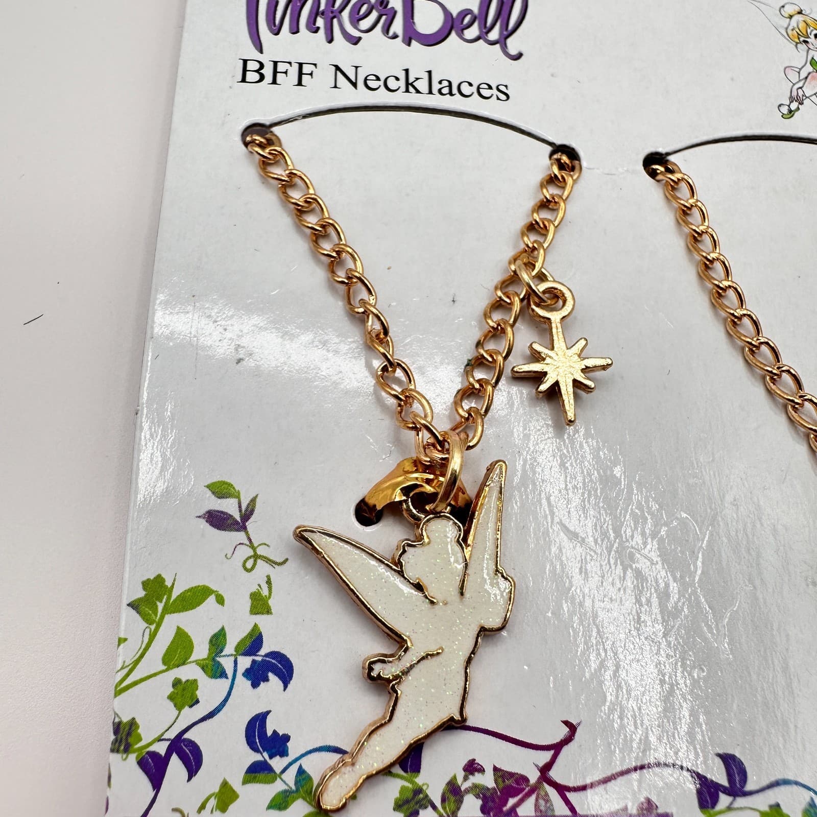 Vintage 80s Disney Tinker Bell BFF Best Forever Fairy Pendant Necklaces Jewelry - Thumbnail 4