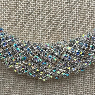 Vintage Anne Klein Aurora Borealis Crystal Necklace & Earring Silver Tone AK 3pc - Thumbnail 7