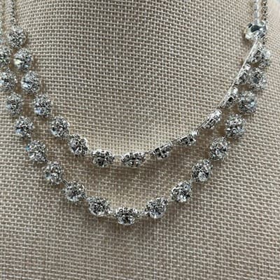 VTG Rhinestone Set: Double Layer Necklace, 3-Drop Earring, Link Bracelet Classic - Thumbnail 10