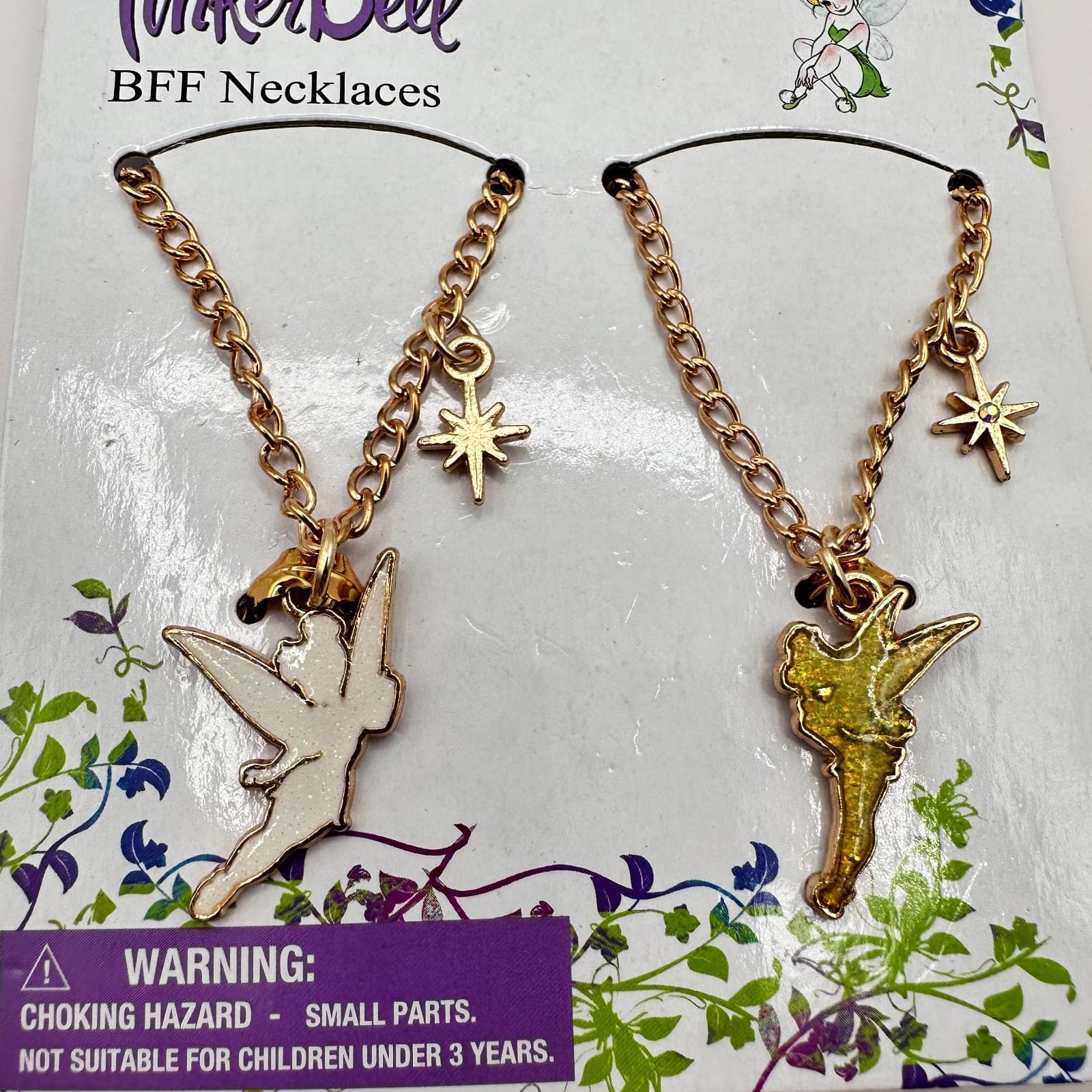 Vintage 80s Disney Tinker Bell BFF Best Forever Fairy Pendant Necklaces Jewelry - Thumbnail 3