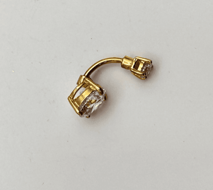 Vintage Y2K Gold Tone Clear Rhinestone Belly Button Ring Navel Piercing Jewelry - Thumbnail 4
