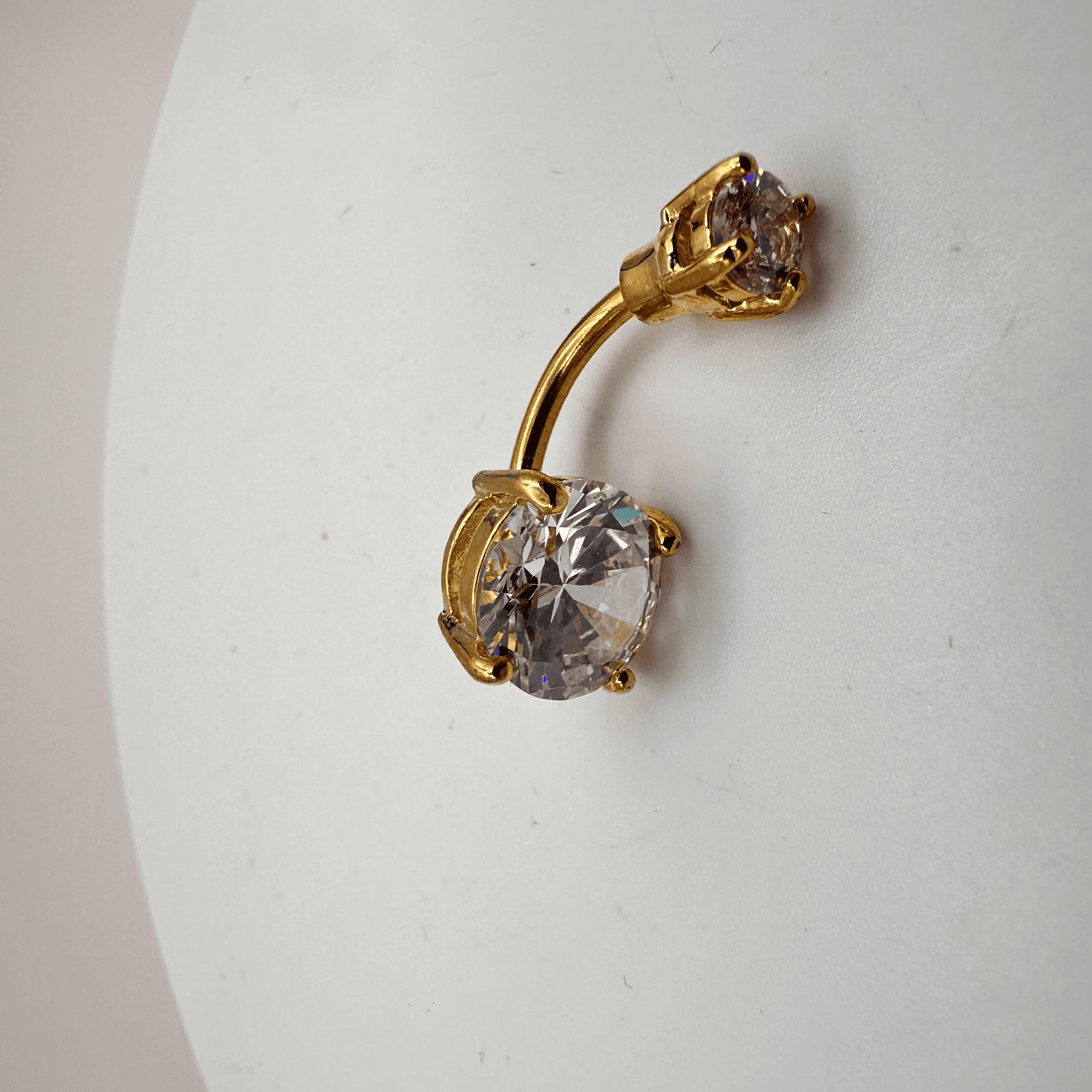 Vintage Y2K Gold Tone Clear Rhinestone Belly Button Ring Navel Piercing Jewelry - Thumbnail 2