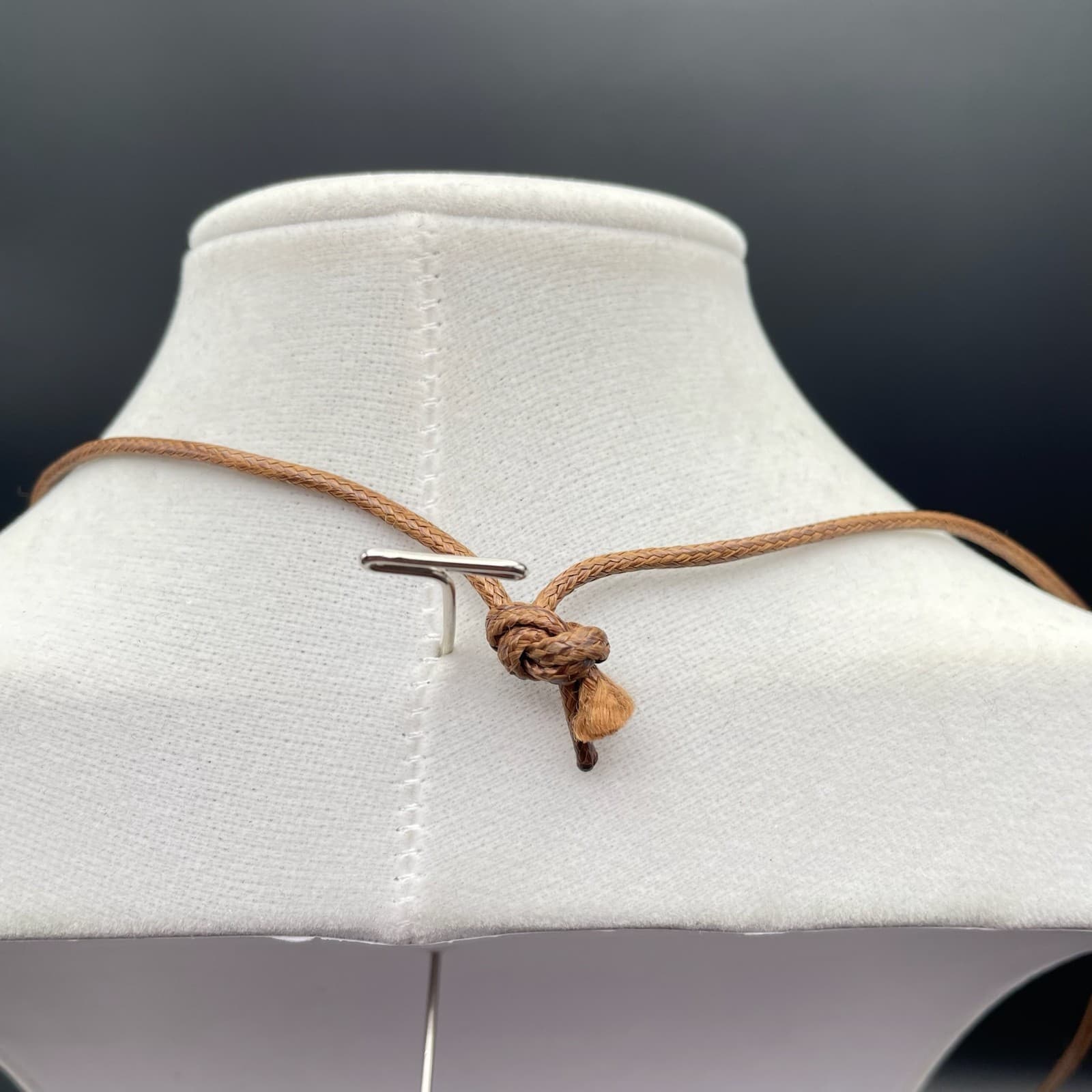 Boho Pastel Resin & Silver-Tone Bead Necklace on Braided Cord – Knot Closure - Thumbnail 6