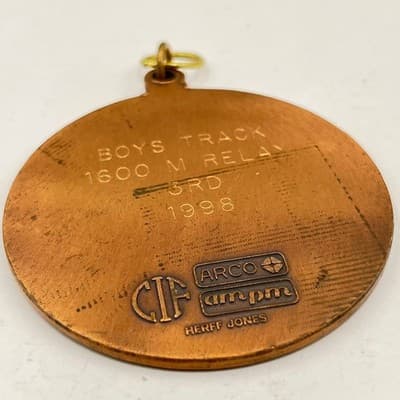 CIF NSCIF 1998 Boys Track 1600M Relay 3rd Place Bronze Medal Herff Jones Arco - Thumbnail 6