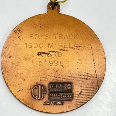 CIF NSCIF 1998 Boys Track 1600M Relay 3rd Place Bronze Medal Herff Jones Arco - Thumbnail 4