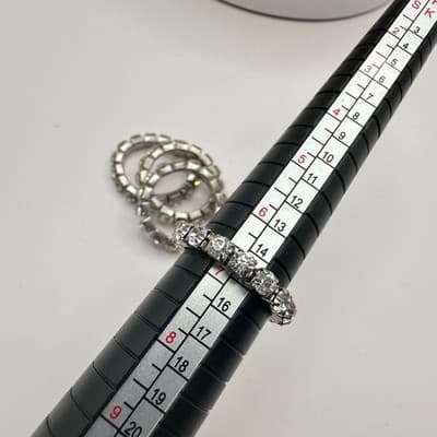 Vintage 80s Silver Tone Clear Rhinestone Stackable Ring Set Womens Jewelry - Thumbnail 5