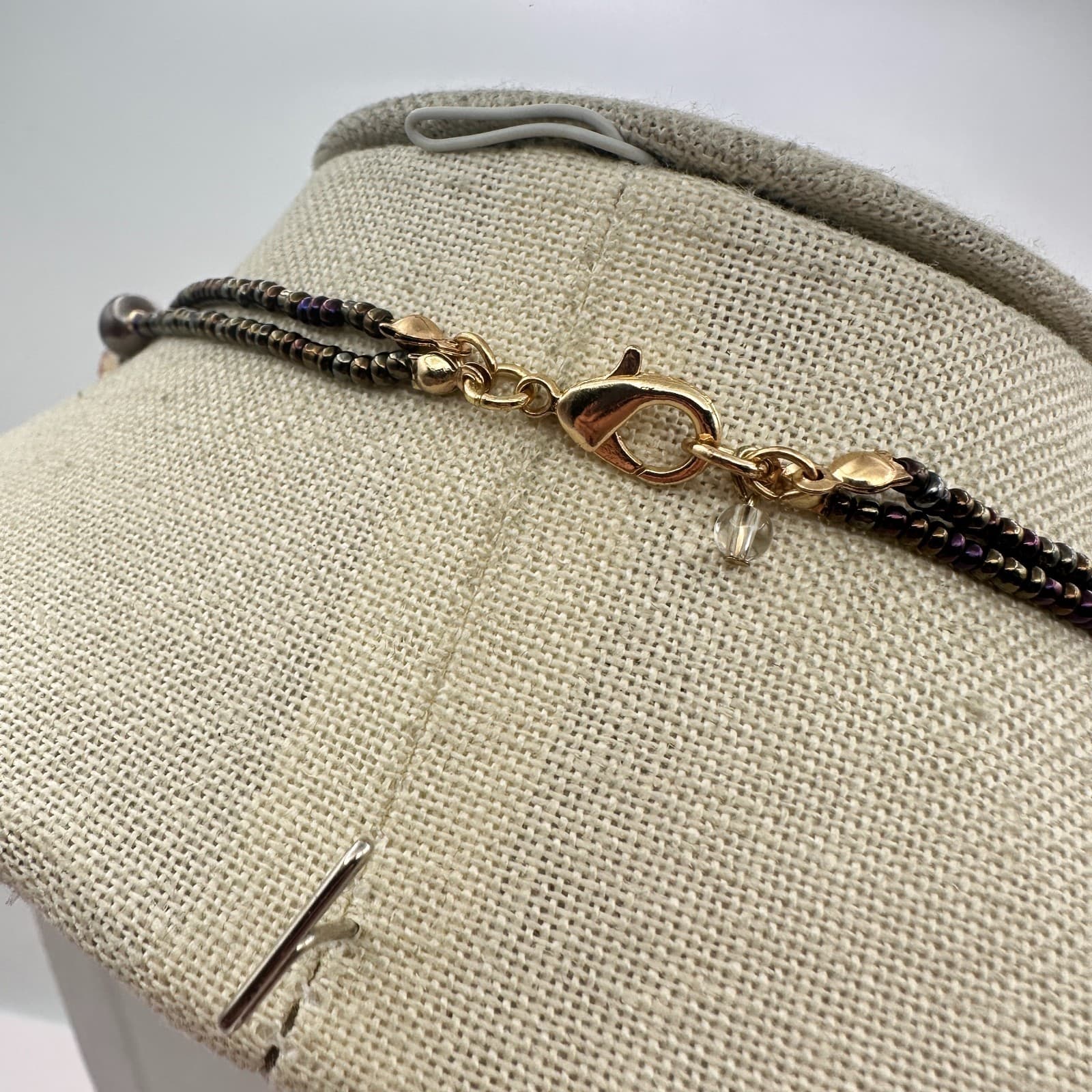 Vintage 90s Gold Tone Multi Strand Beaded Necklace Women's Classic Jewelry - Thumbnail 8