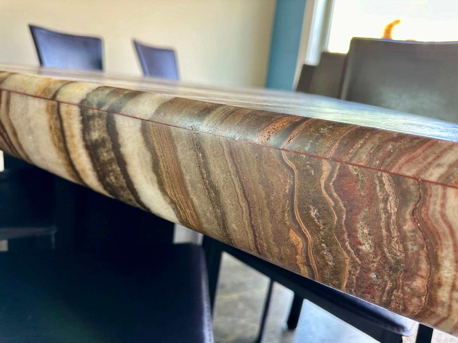 Sculptural Onyx Dining Table – Triangular Waterfall Edge Statement Piece, Seats 9 - Thumbnail 14