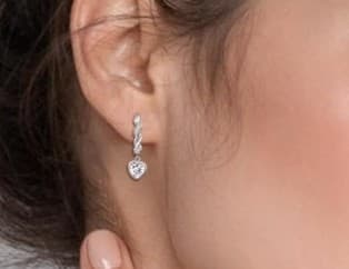 Sterling Silver 925 Heart Dangle earrings NWT - Thumbnail 3