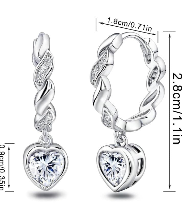 Sterling Silver 925 Heart Dangle earrings NWT - Thumbnail 6