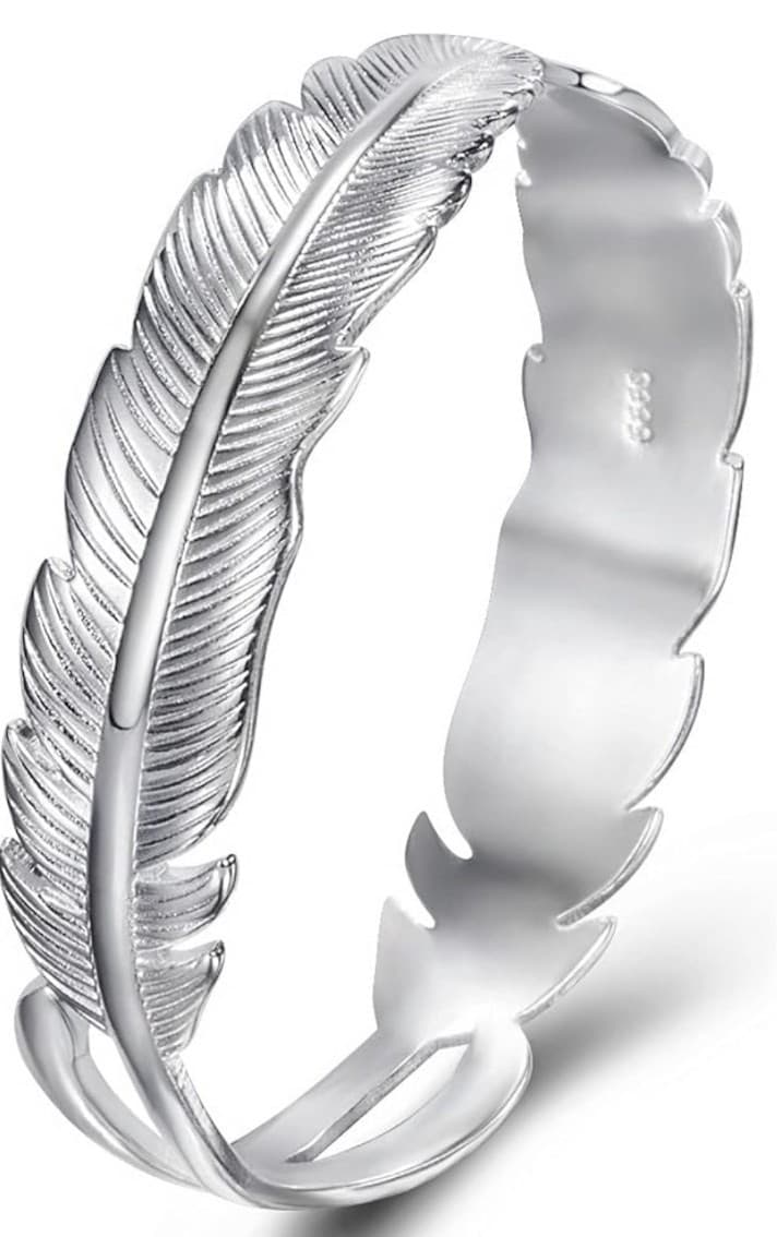 Chunky Sterling silver Feather Bracelet stamped 925 - Image 1