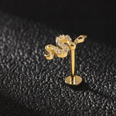 Sterling silver Gold snake earring - Thumbnail 3