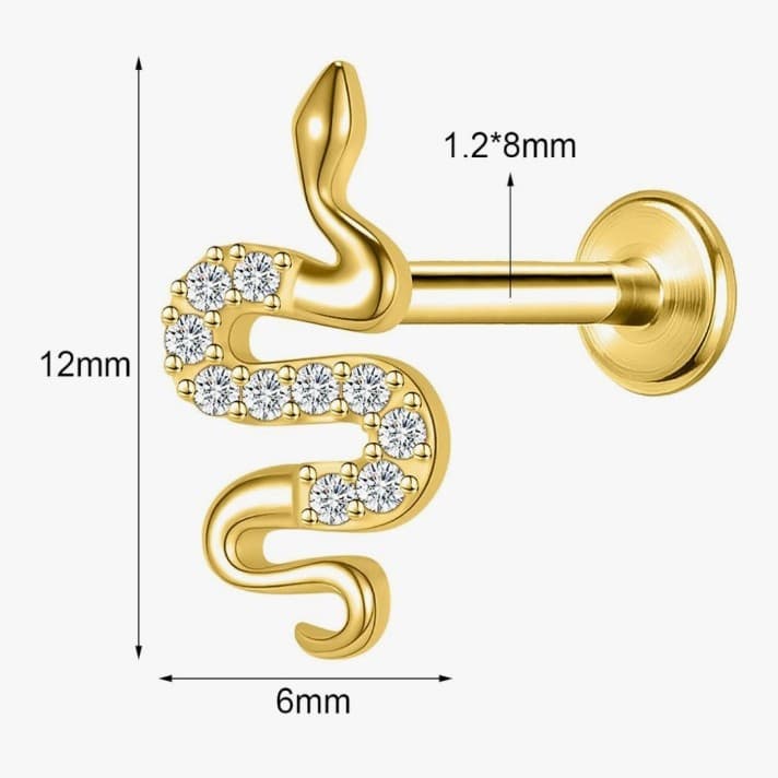 Sterling silver Gold snake earring - Thumbnail 5