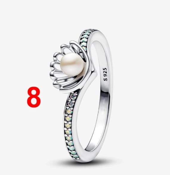 Princess Ariel Shell Pearl Ring size 8 compare to Pandora - Thumbnail 3