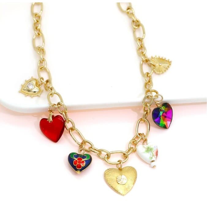 Chunky Big 14k Gold Plated Heart Cross Star Necklace for Women - Thumbnail 3