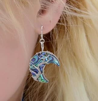 Sterling Silver and Blue Crescent Earrings Sterling Silver Posts