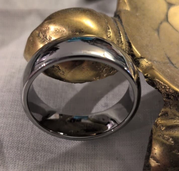 Jim Tungsten Men's Polished Silver Ring - Thumbnail 2