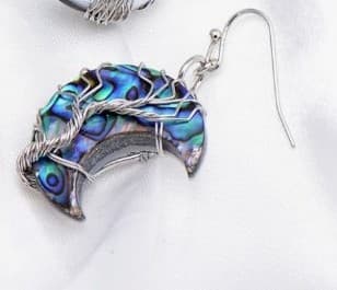 Sterling Silver and Blue Crescent Earrings Sterling Silver Posts - Thumbnail 2