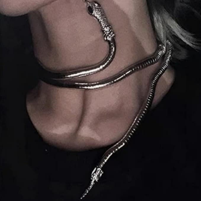 Silver Or Black Snake Coil Choker Necklace/Bracelet - Women/Men Unisex Jewelry - Thumbnail 6