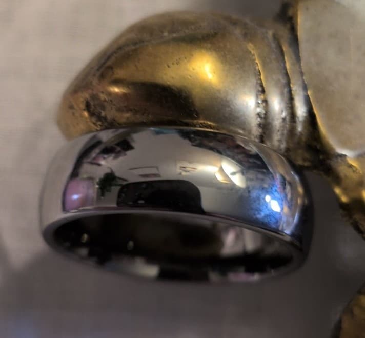 Jim Tungsten Men's Polished Silver Ring - Thumbnail 8