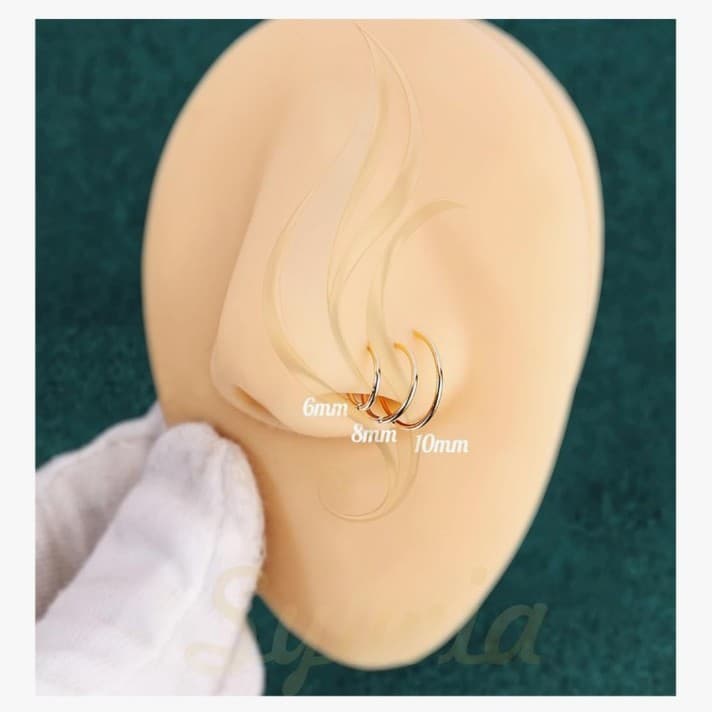 14k Solid Gold Thin Nose Ring Hoop, 26g 6mm brand new never opened. - Thumbnail 4