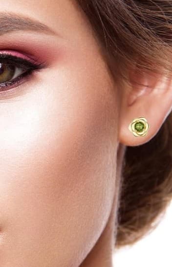 Rose Flower Gold Plated Stud Earrings For Women 925 Sterling Silver - Thumbnail 2