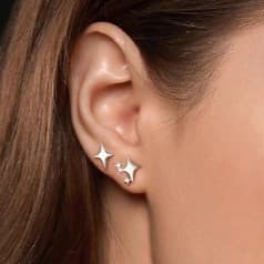 925 Sterling Silver Studs Earrings for Women 2 Pairs Star Stud Earrings Set - Thumbnail 4