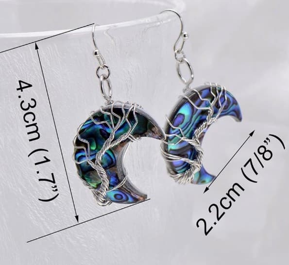 Sterling Silver and Blue Crescent Earrings Sterling Silver Posts - Thumbnail 4