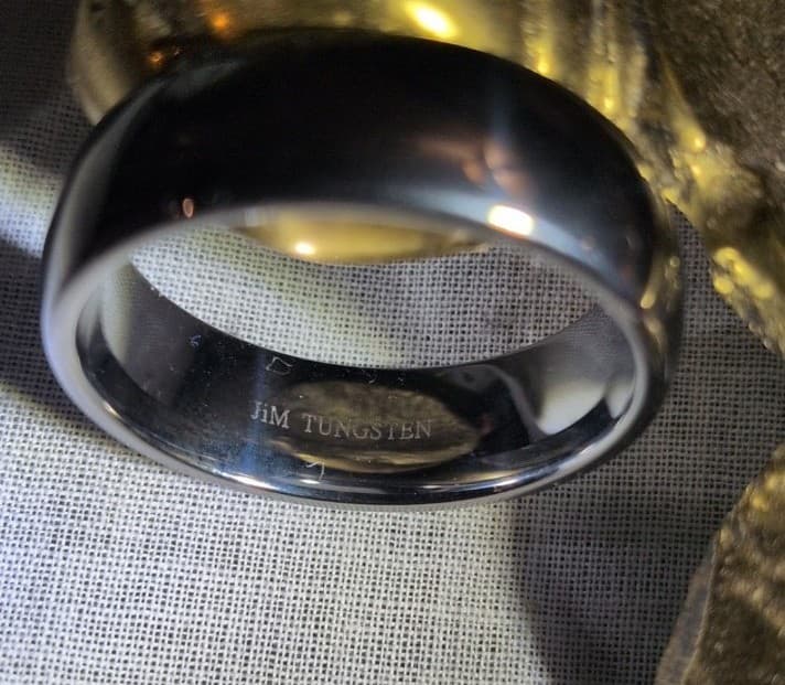 Jim Tungsten Men's Polished Silver Ring - Image 1