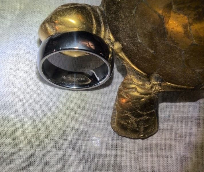 Jim Tungsten Men's Polished Silver Ring - Thumbnail 4