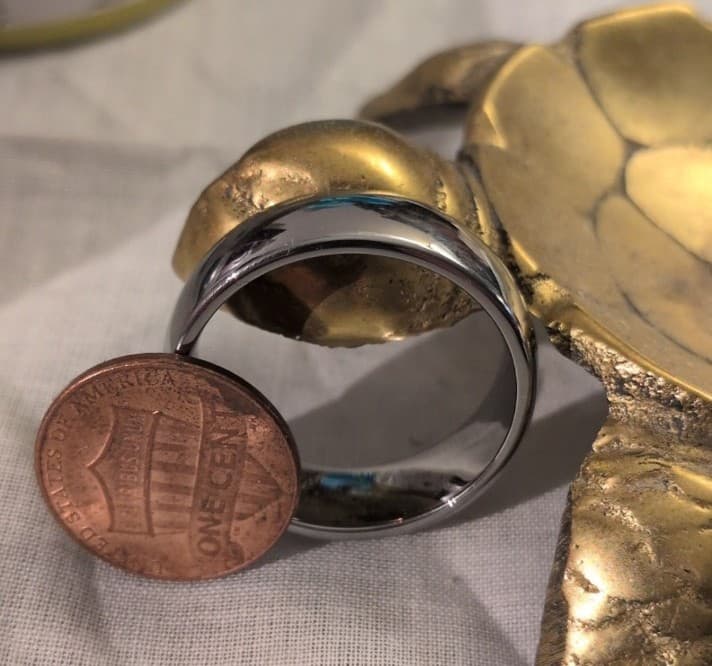 Jim Tungsten Men's Polished Silver Ring - Thumbnail 5