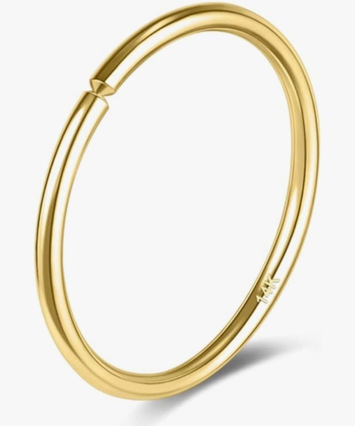 14k Solid Gold Thin Nose Ring Hoop, 26g 6mm brand new never opened. - Image 1