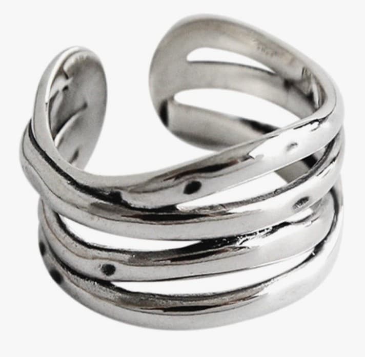 Vintage 925 Sterling Silver Wide Multi-Band Crossover Wrap Ring – 4.62 grams - Thumbnail 6