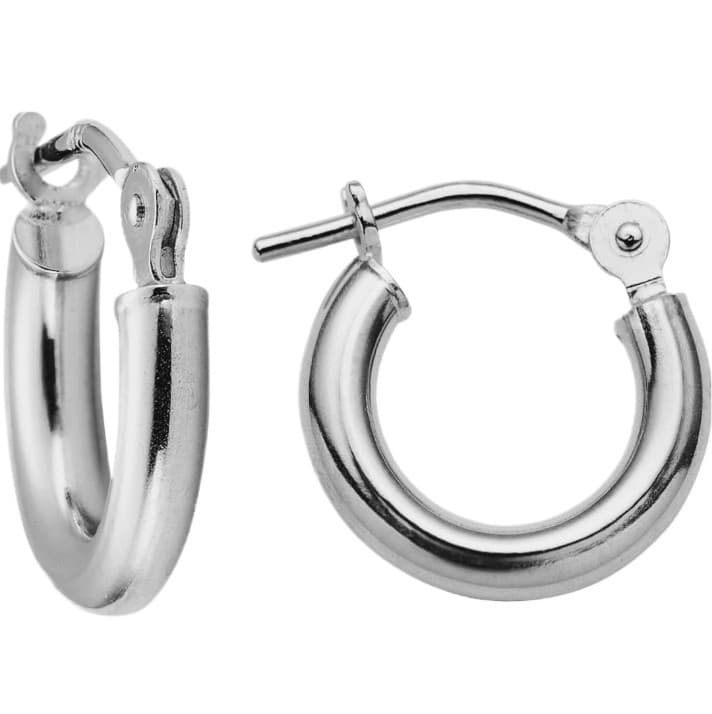 14 k white gold 10 mm hoop earrings comes in a gifts box & a free vile of 24k - Image 1