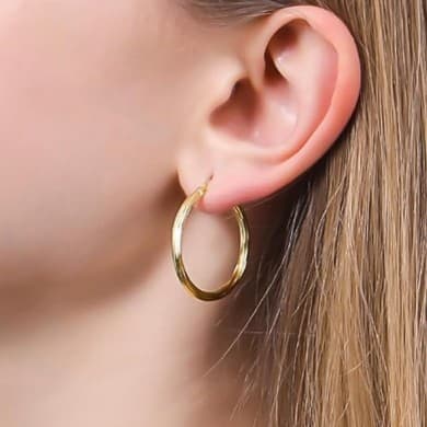 14k Twisted Hoop Earrings for Womens Hypoallergenic Small Gold dip Hoop Earrings - Thumbnail 2