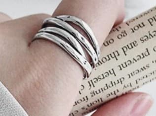 Vintage 925 Sterling Silver Wide Multi-Band Crossover Wrap Ring – 4.62 grams - Thumbnail 5