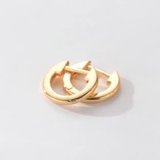 Solid 14K Gold Huggie Hoop Earrings – Minimalist 12mm-18mm Sleeper Hoops - Thumbnail 8