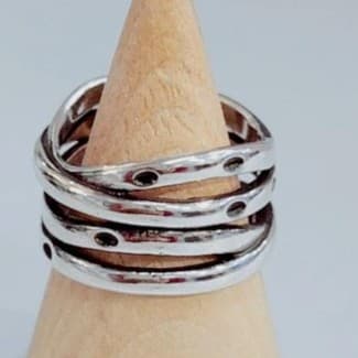 Vintage 925 Sterling Silver Wide Multi-Band Crossover Wrap Ring – 4.62 grams - Thumbnail 3