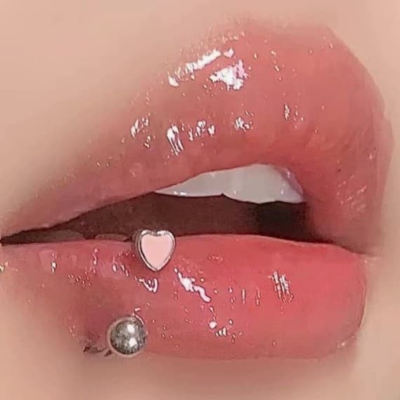Super Cute Pink Heart Lip Ring ! - Image 1