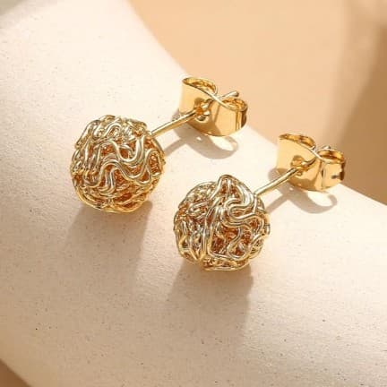 3 Pairs 14K Gold Plated Knot Earrings 4 Women Hypoallergenic Small Stud Earrings - Thumbnail 3