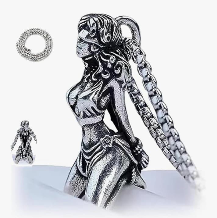 Elegant Sterling Silver Suffering Goddess Pendant - Thumbnail 9