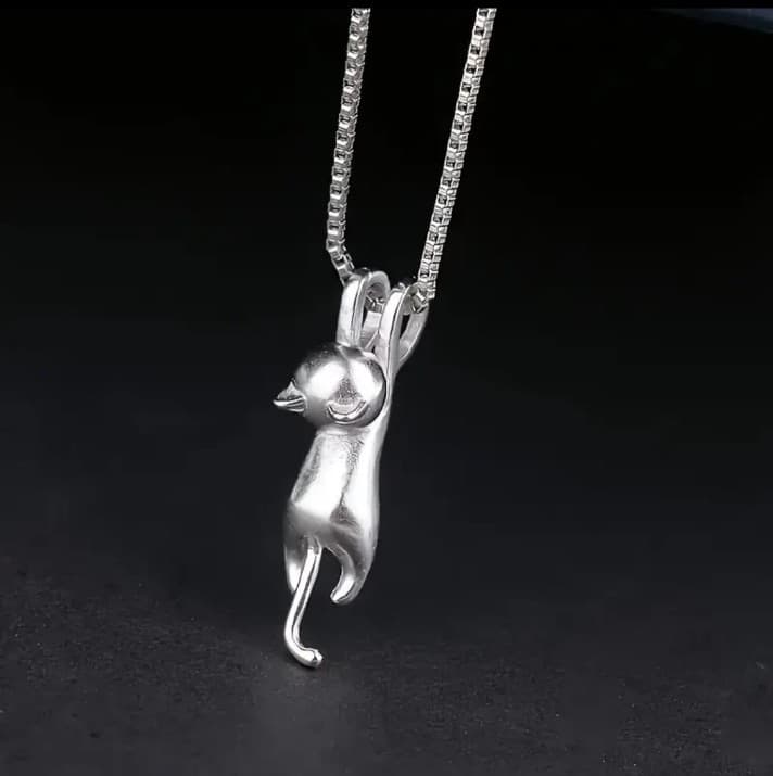 Sterling Silver Cat Necklace - Thumbnail 6