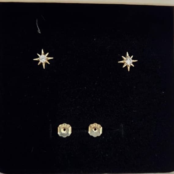 14 k plated sterling silver underneath gold starburst stud earrings - Thumbnail 3
