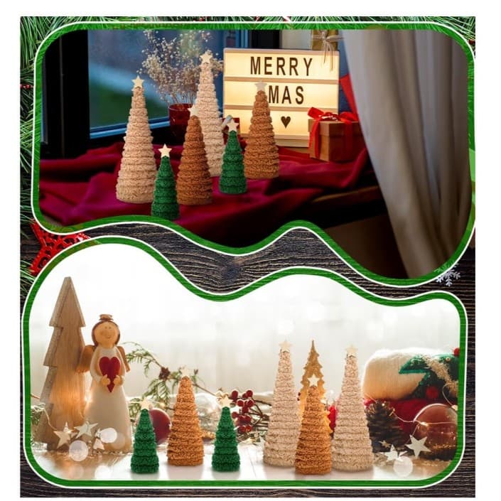 6pc Christmas Cone Trees Chenille Surface Christmas Cones Tree Decorations NWT - Thumbnail 5