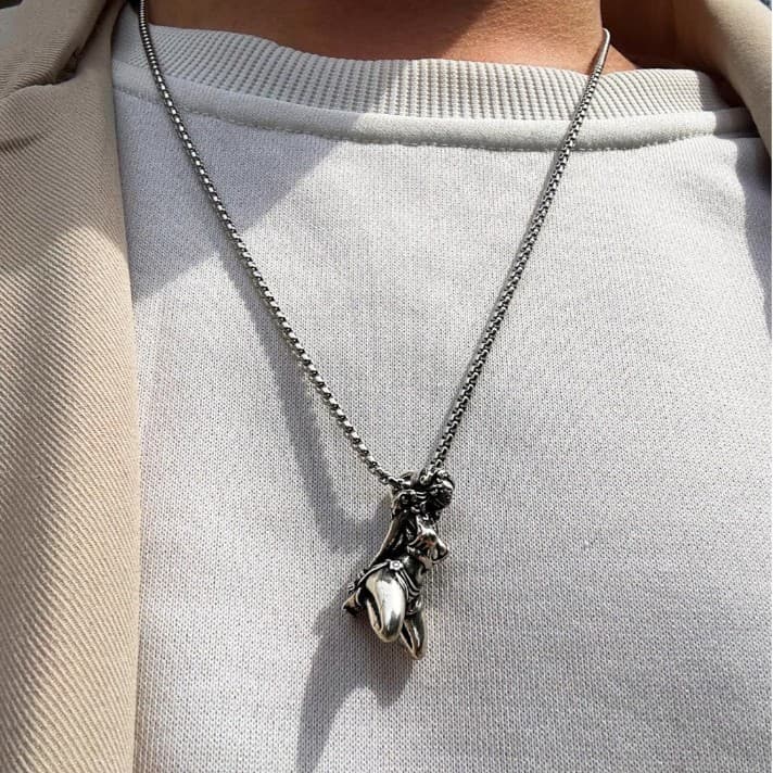 Elegant Sterling Silver Suffering Goddess Pendant - Thumbnail 2