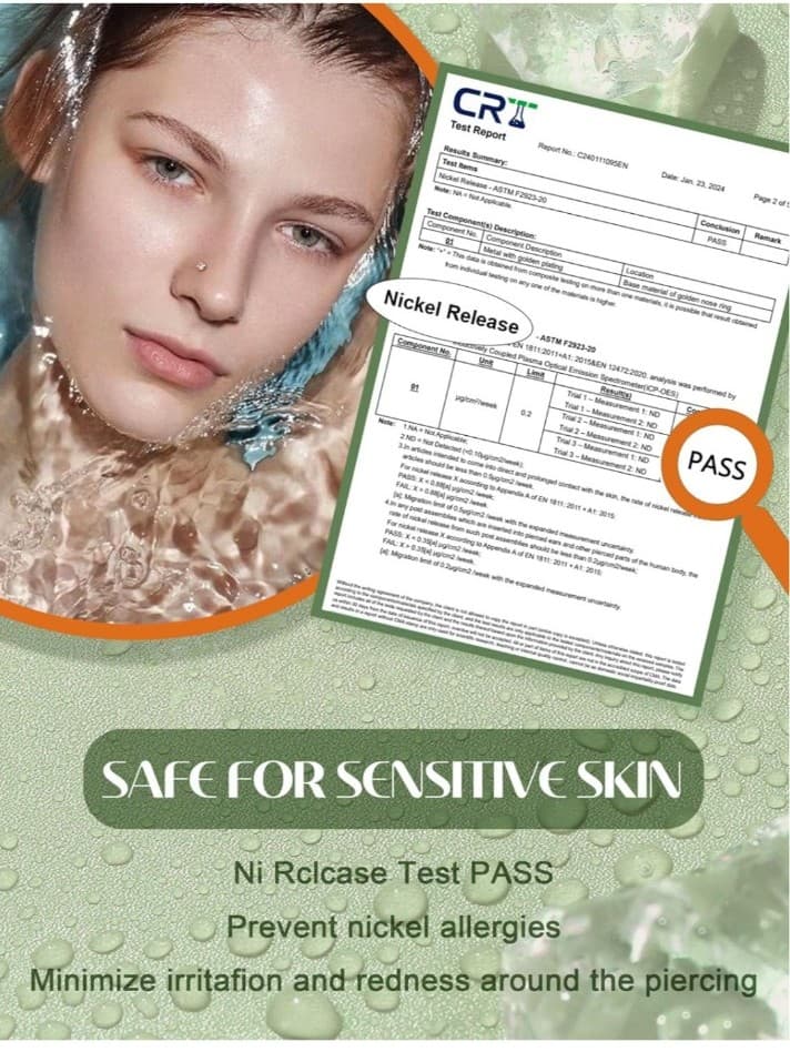 14K Gold Filled Nose Studs 316L Surgical Steel Nose Rings Studs Cubic Zirconia - Thumbnail 4