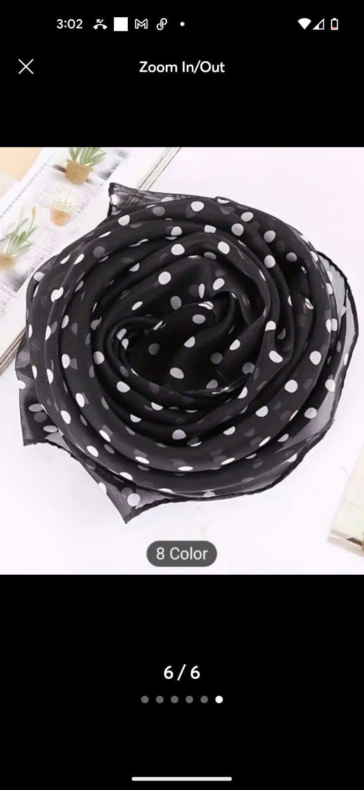 Scarf 1 SCARF 25.59" Elegant Chiffon Square Scarf - Soft, Lightweight, Polka Dot - Thumbnail 2