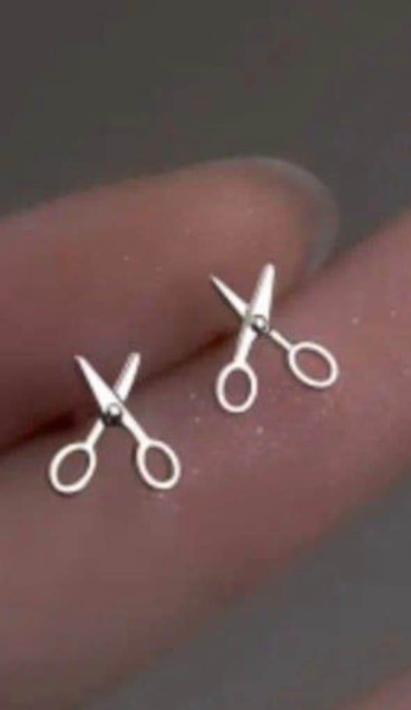 SCISSORS SILVER Hair Stylist cute mini earrings - Image 1