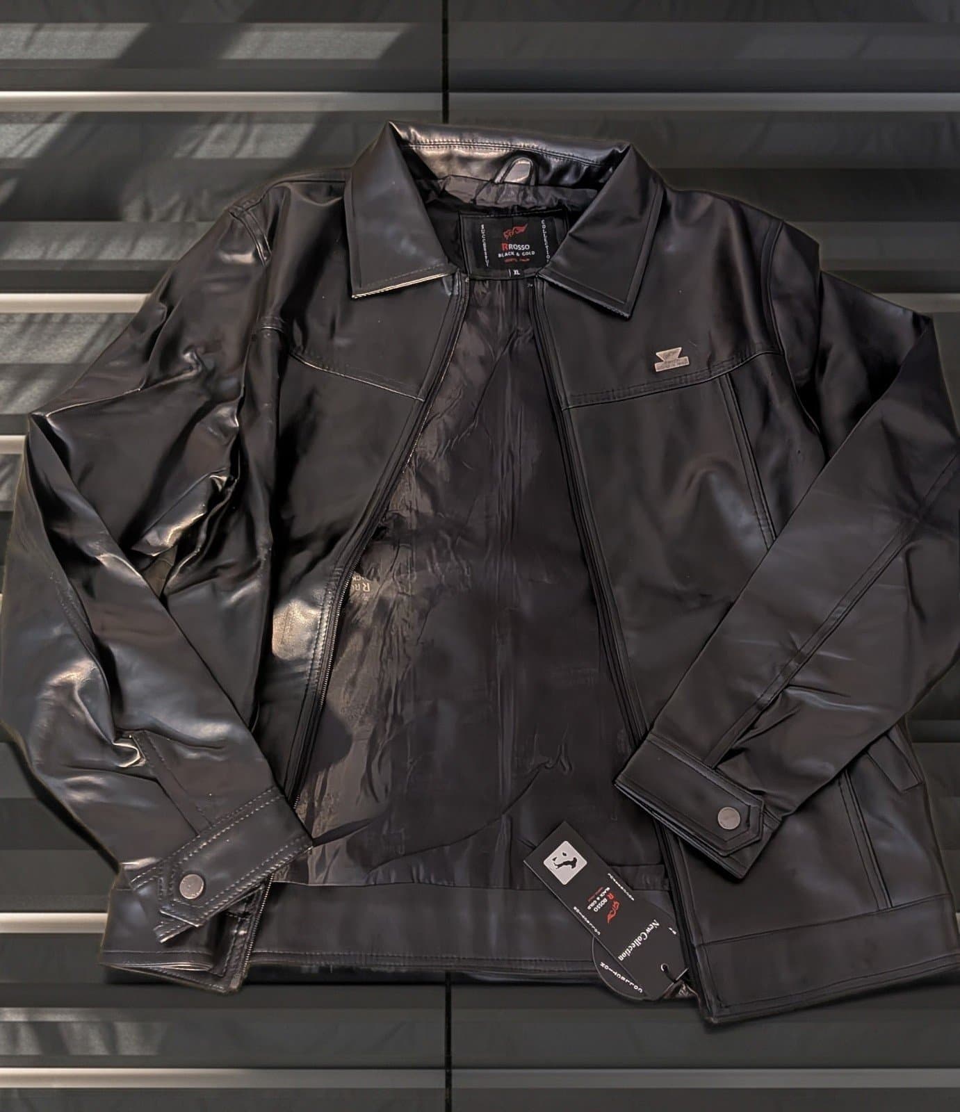 R Rosso Black & Gold Successful Collection series italian leather jacket. SizeXL - Thumbnail 2