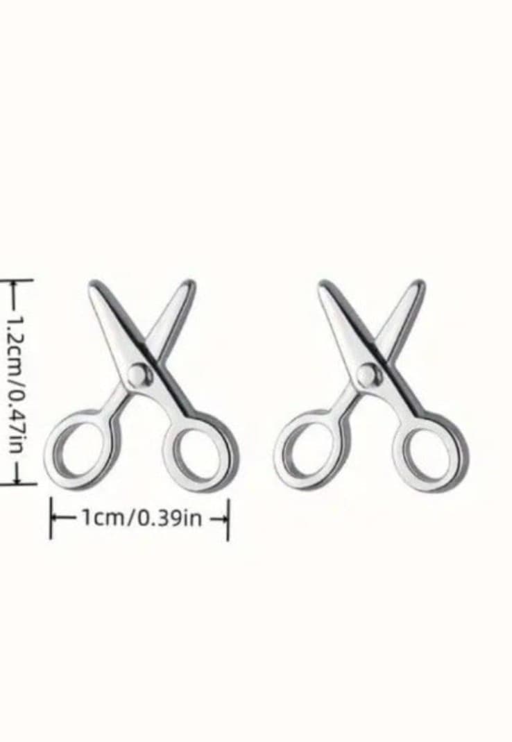SCISSORS SILVER Hair Stylist cute mini earrings - Thumbnail 2